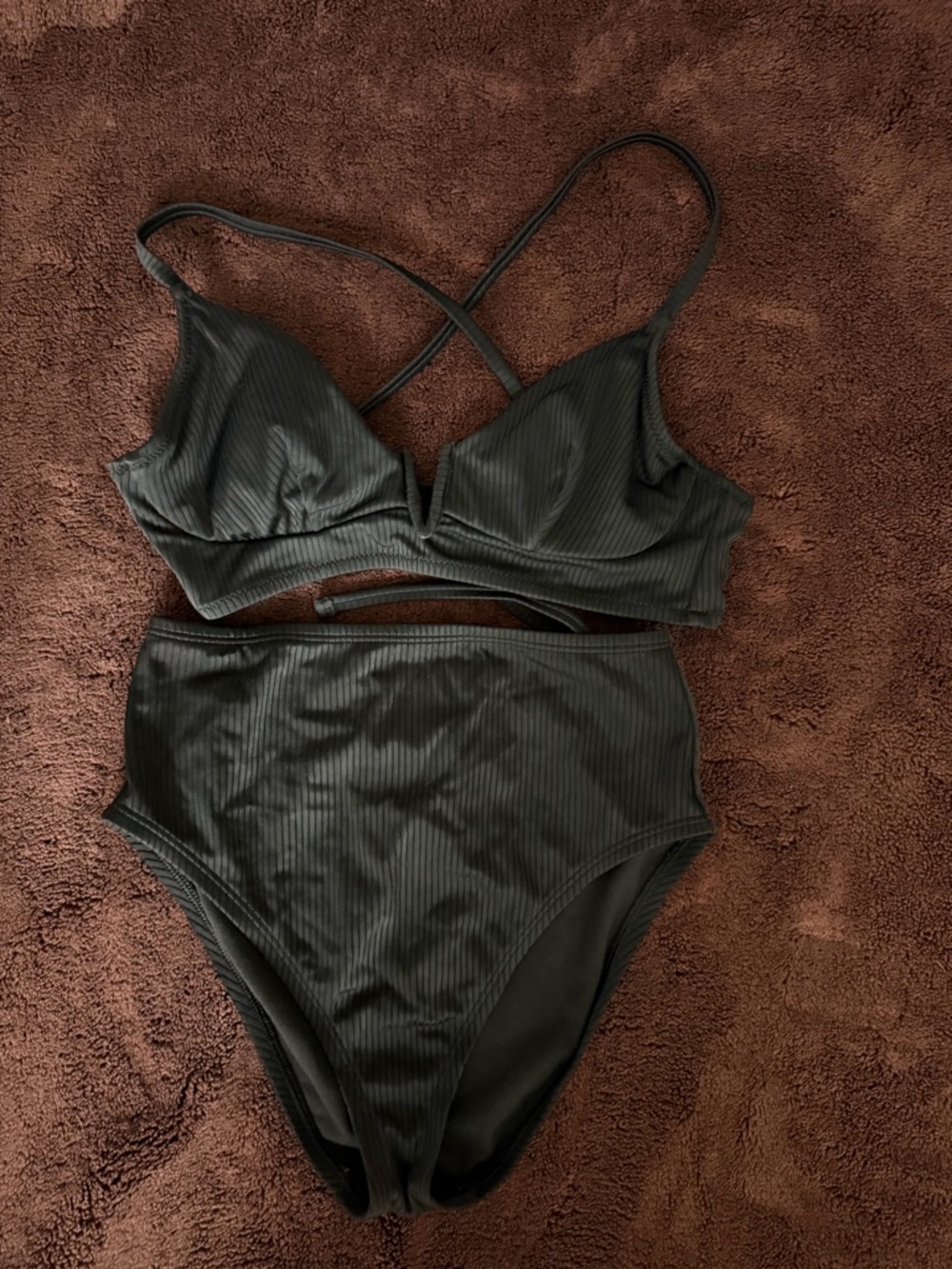 Ribbed black Two-Piece Bikini Set